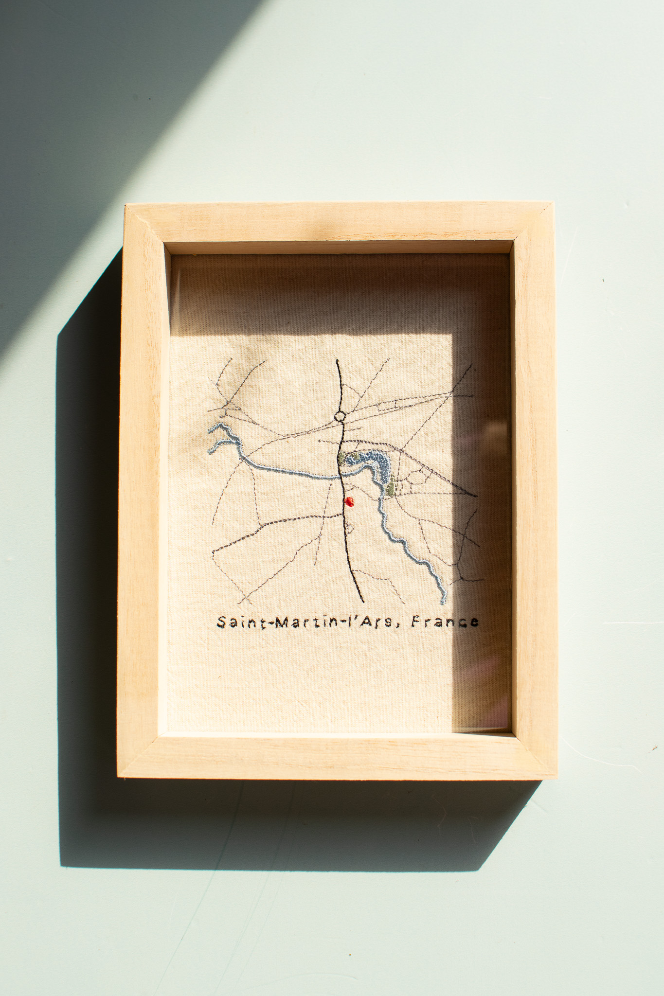 Hand-embroidered wedding pennant with script monogram